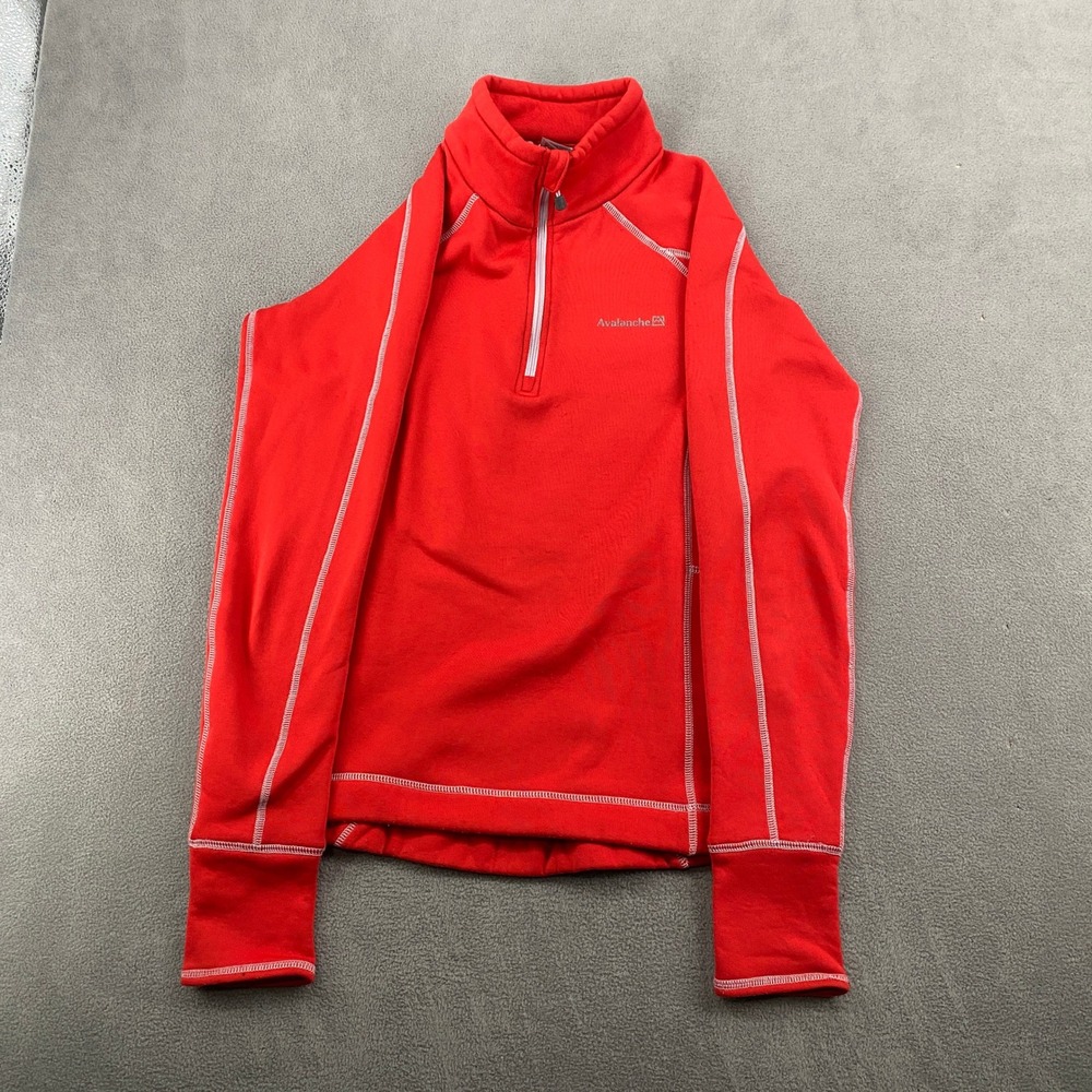 Avalanche Womens Red Quarter‎ Zip Fleece Pullover Thumbholes Small Activewear